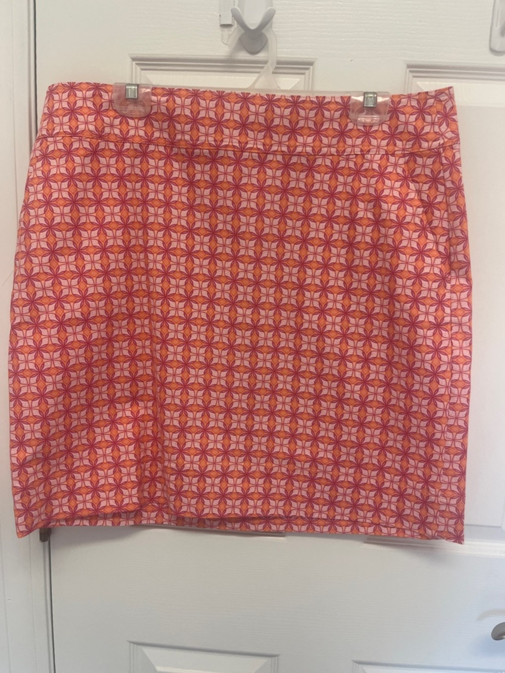 Talbots Pink & Orange Geometric Print Mini Skirt